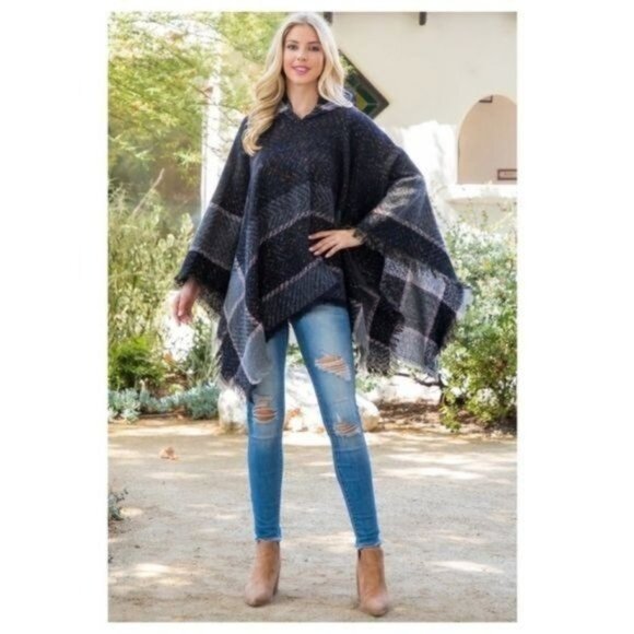 ❌SOLD✨HP ✨PLAID HOODED RUANA PONCHO-ONE SIZE-NEW- - Picture 4 of 7
